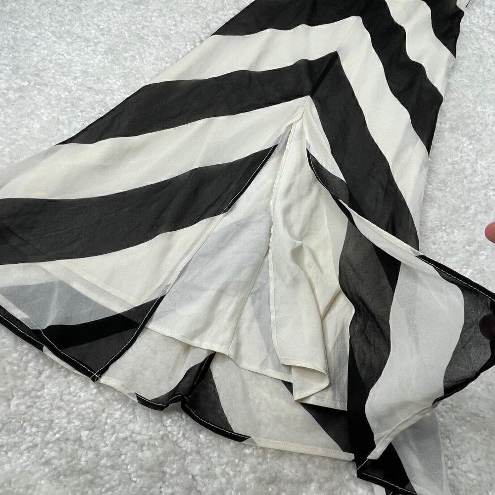 Christopher John Roberts Black White Chevron Slip Maxi Dress NEW - Picture 11 of 16